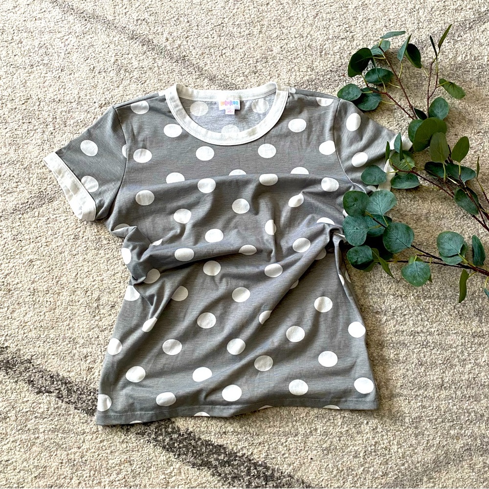 •LULAROE• Small Grey and White Polka Dotted Shirt